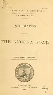 Cover of: Information concerning the Angora goat.