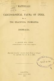 Cover of: Materials for a carcinological fauna of India. by A. Alcock