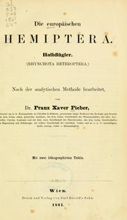 Cover of: Die europäischen Hemiptera. by Franz Xaver Fieber