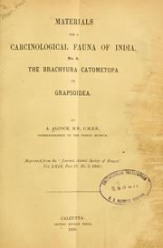 Cover of: Materials for a carcinological fauna of India.