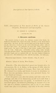 Cover of: Descriptions of new species of birds of the genera Chrysotis, Formicivora and Spermophila by George Newbold Lawrence