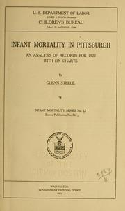 Cover of: Infant mortality in Pittsburgh: an analysis of records for 1920 with six charts