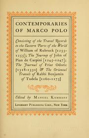 Cover of Contemporaries of Marco Polo
