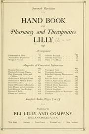 Cover of: Hand book of pharmacy and therapeutics. by Eli Lilly and Company.