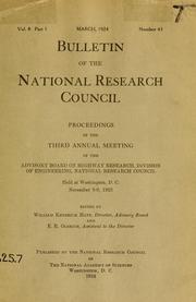 Cover of: Proceedings of the Third Annual Meeting of the Advisory Board on Highway Research, Division of Engineering, National Research Council, held at Washington, D.C., November 8-9, 1923 by National Research Council (U.S.). Highway Research Board. Meeting