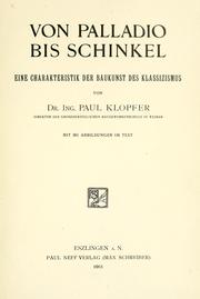 Cover of: Von Palladio bis Schinkel by Paul Klopfer