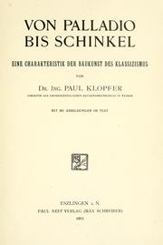 Cover of: Von Palladio bis Schinkel: eine Charakteristik der Baukunst des Klassizismus