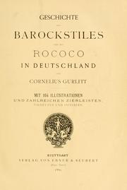 Cover of: Geschichte des barockstiles und des rococo in Deutschland: mit 164 illustrationen und zahlreichen zierleisten, vignetten und initialen.
