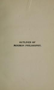 Cover of: Outlines of Mormon Philosophy