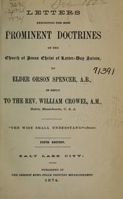 Cover of: Letters exhibiting the most prominent doctrines of the Church of Jesus Christ of Latter-day Saints by Orson Spencer