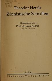 Theodor Herzl's Zionistische schriften by Theodor Herzl