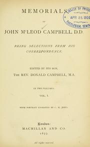 Cover of: Memorials of John McLeod Campbell, D.D.: being selections from his correspondence