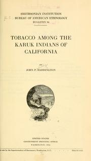 Cover of: Tobacco among the Karuk Indians of California