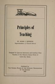 Cover of: Principles of teaching by Adam S. Bennion