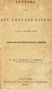 Letters to the Rev. Leonard Bacon by George Albion Calhoun