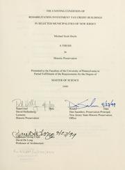 Cover of: The existing condition of rehabilitation investment tax credit buildings in selected municipalities of New Jersey by Michael Scott Doyle