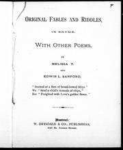 Cover of: Original fables and riddles in rhyme by by Melissa T. and Edwin L. Sanford.