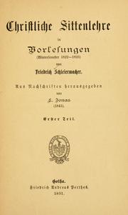 Cover of: Christliche Sittenlehre in Vorlesungen: (Wintersemester 1822-1823)