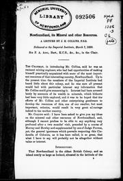 Cover of: Newfoundland, its mineral and other resources: a lecture delivered at the Imperial Institute, March 7, 1898 ...