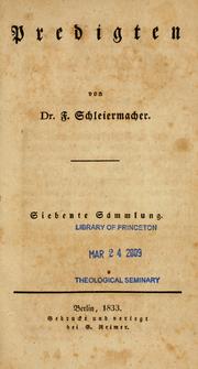 Cover of: Christliche Festpredigten by Friedrich Schleiermacher