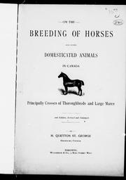 Cover of: On the breeding of horses and other domesticated animals in Canada