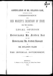 Cover of: Continuation of Mr. Ryland's case by 