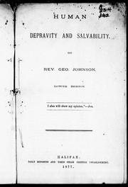 Cover of: Human depravity and salvability