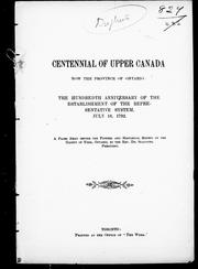 Cover of: Centennial of Upper Canada and the province of Ontario by Henry Scadding