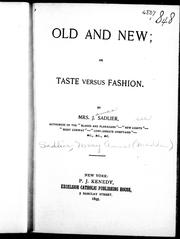 Cover of: Old and new, or, Taste versus fashion