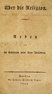 Cover of: Über die Religion by Friedrich Schleiermacher