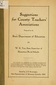 Cover of: Suggestions for county teachers' associations