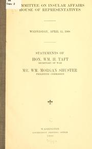 Cover of: Statements of Hon. Wm. H. Taft, secretary of war.