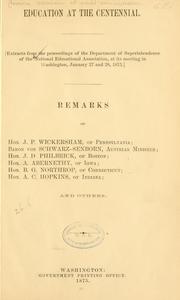Cover of: Education at the Centennial
