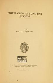 Observations of a contract surgeon by Whyte, William Foote