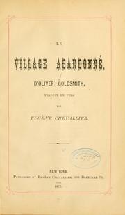 Cover of: Le village abandonné, d'Oliver Goldsmith by Oliver Goldsmith, Eugène Tr Chevallier, Oliver Goldsmith