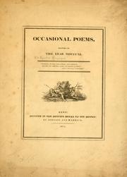Cover of: Occasional poems