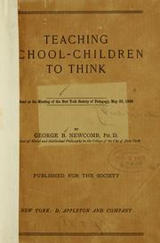 Cover of: Teaching school-children to think