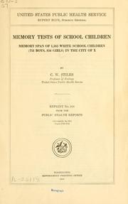 Cover of: Memory tests of school children.