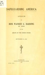 Cover of: Safeguarding America; speech of Hon. Warren G. Harding ... by Harding, Warren G.