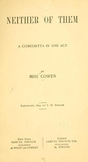 Cover of: Neither of them | Cowen, Miss