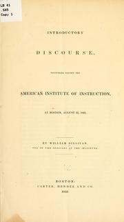 Cover of: Introductory discourse, delivered before the American institute of instruction