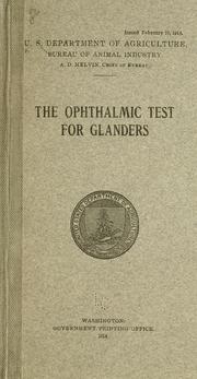 Cover of: The ophthalmic test for glanders.