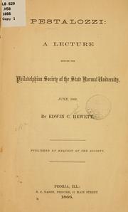 Cover of: Pestalozzi by Edwin C. Hewett