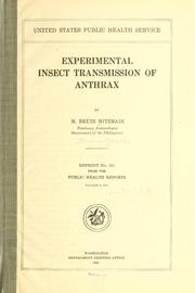 Cover of: Experimental insect transmission of anthrax