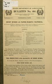 Cover of: Hemp hurds as paper-making material.