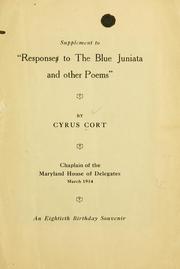 Cover of: Supplement to "Responses [sic.] to the blue Juniata" and other poems