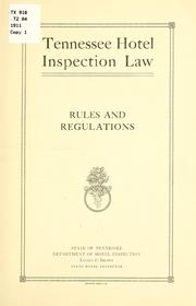 Cover of: Tennessee Hotel inspection law, rules and regulations.