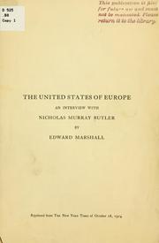 Cover of: The United States of Europe by Nicholas Murray Butler