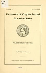 Cover of: War extension service.