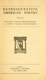Cover of: Representative American poetry by William Stanley Braithwaite
